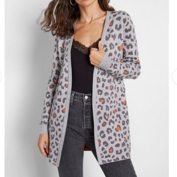 ModCloth Sugarhill Brighton Leopard Print Open Cardigan Sweater Size 6 - Picture 1 of 6